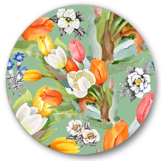 Designart - Blooming White and Orange Tulips III